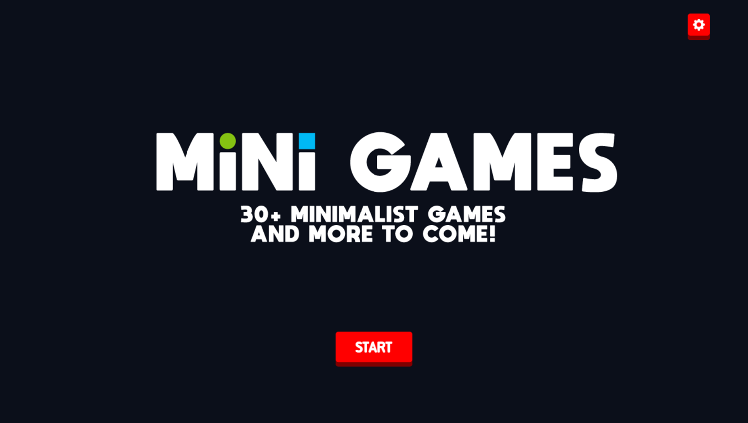 Mini Games Game Welcome Screen Screenshot.