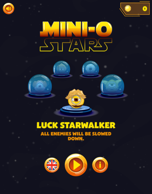 Mini-O Stars Game Welcome Screen Screenshot.