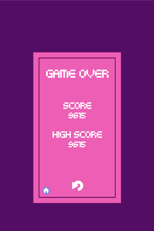 Minimal Bubble Shooter Game Over Screen Screenshot.