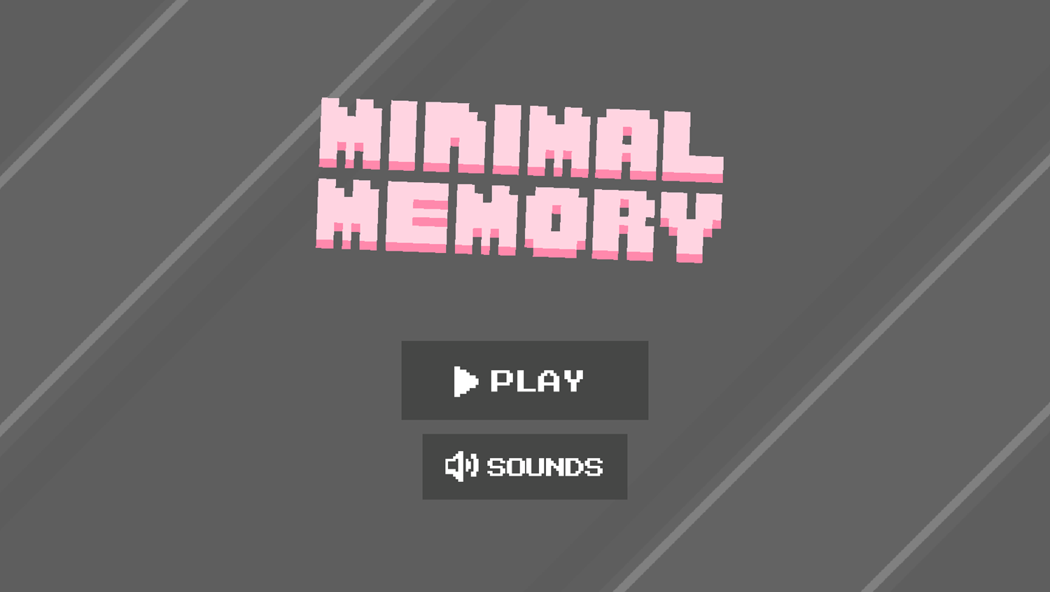 Minimal Memory Game Welcome Screen Screenshot.
