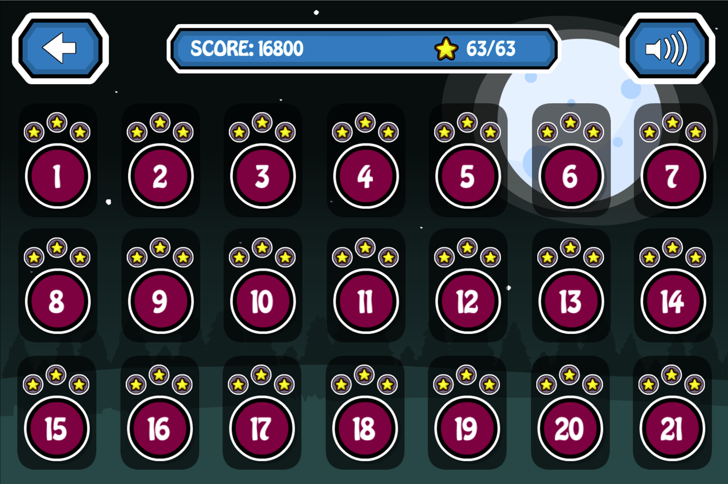 Missiles Attack Game Level Select Screen Screenshot.