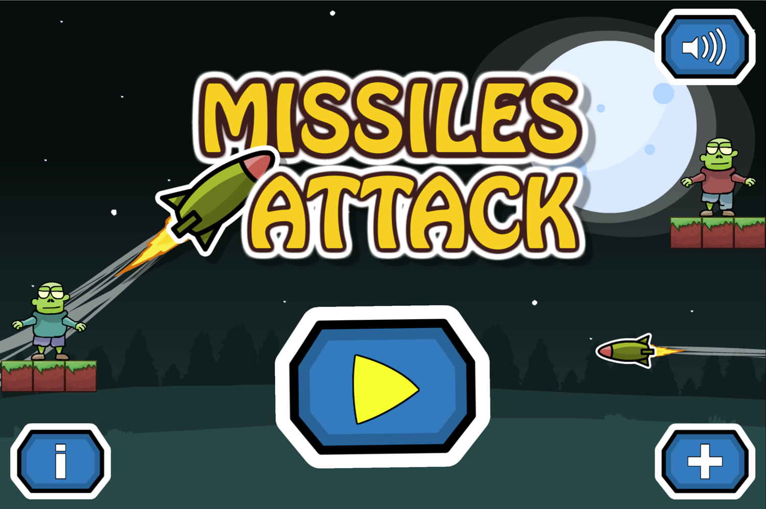 Missiles Attack Game Welcome Screen Screenshot.