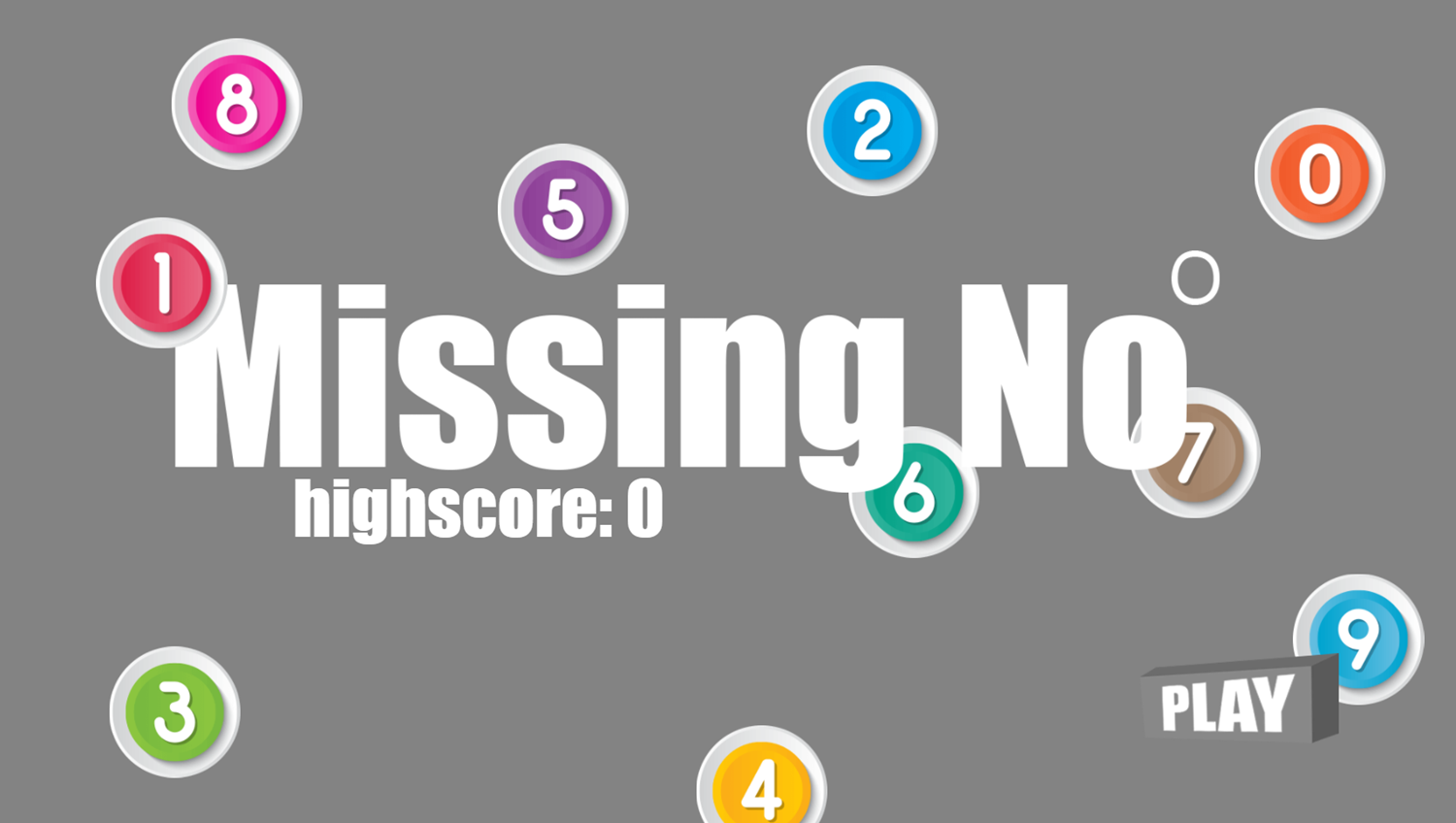 Missing Number Game Welcome Screen Screenshot.