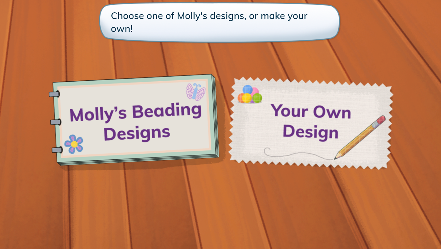 Molly of Denali Beading Art Game Menu Select Screenshot.