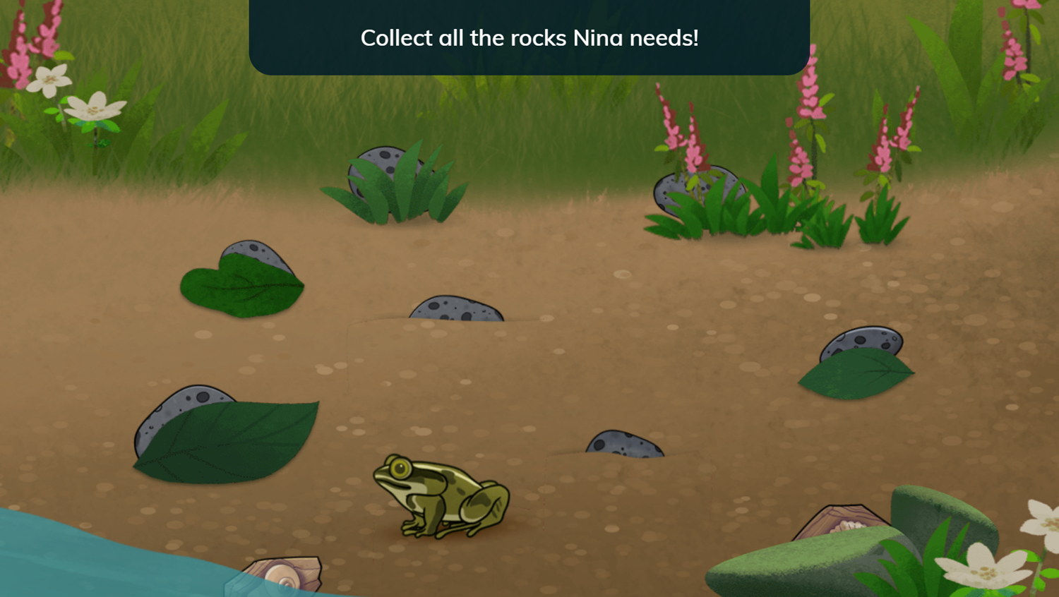 Molly of Denali Canoe Quest Game Collect Rocks Screenshot.