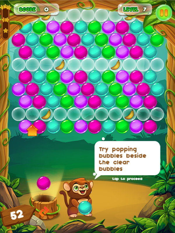 Monkey Bubble Shooter Game Clear Bubbles Information Screenshot.
