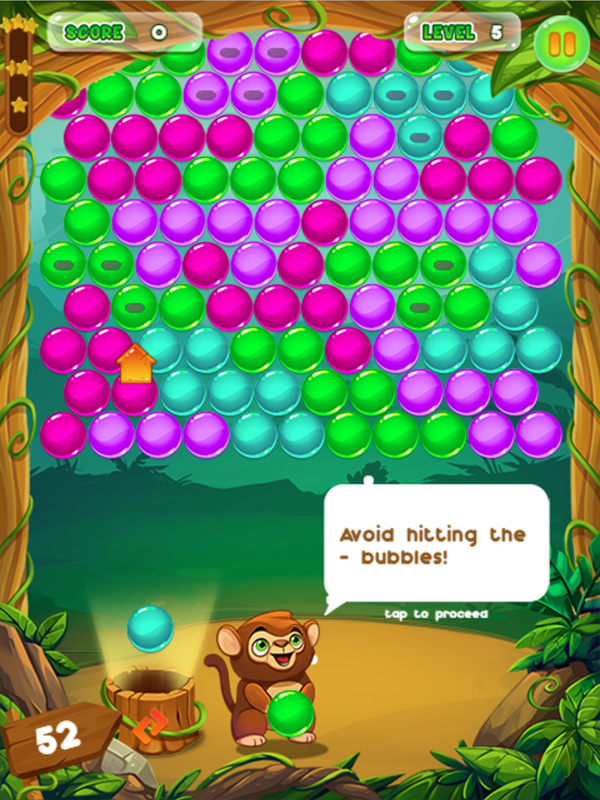 Monkey Bubble Shooter Game Minus Bubbles Information Screenshot.