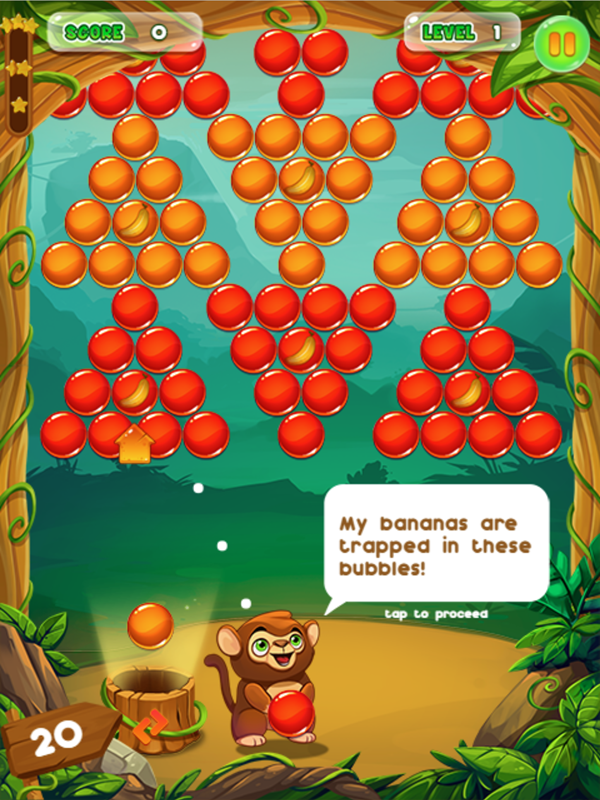 Monkey Bubble Shooter Game Rescue the Trapped Bananas Screenshot.