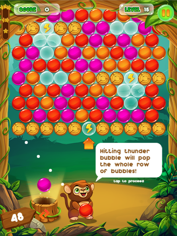 Monkey Bubble Shooter Game Thunder Bubble Information Screenshot.