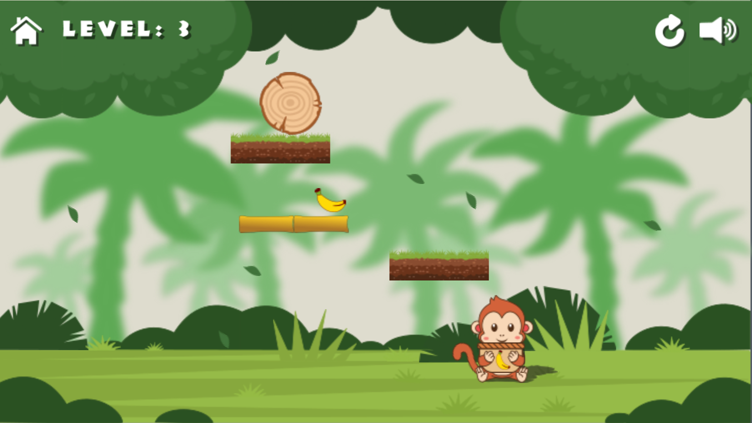 Monkeys and Fruits Game Level With Bamboo Screenshot.