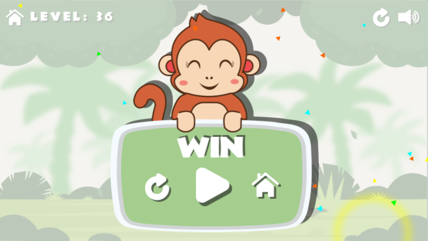 Monkeys and Fruits Game Level Complete Screen Screenshot.
