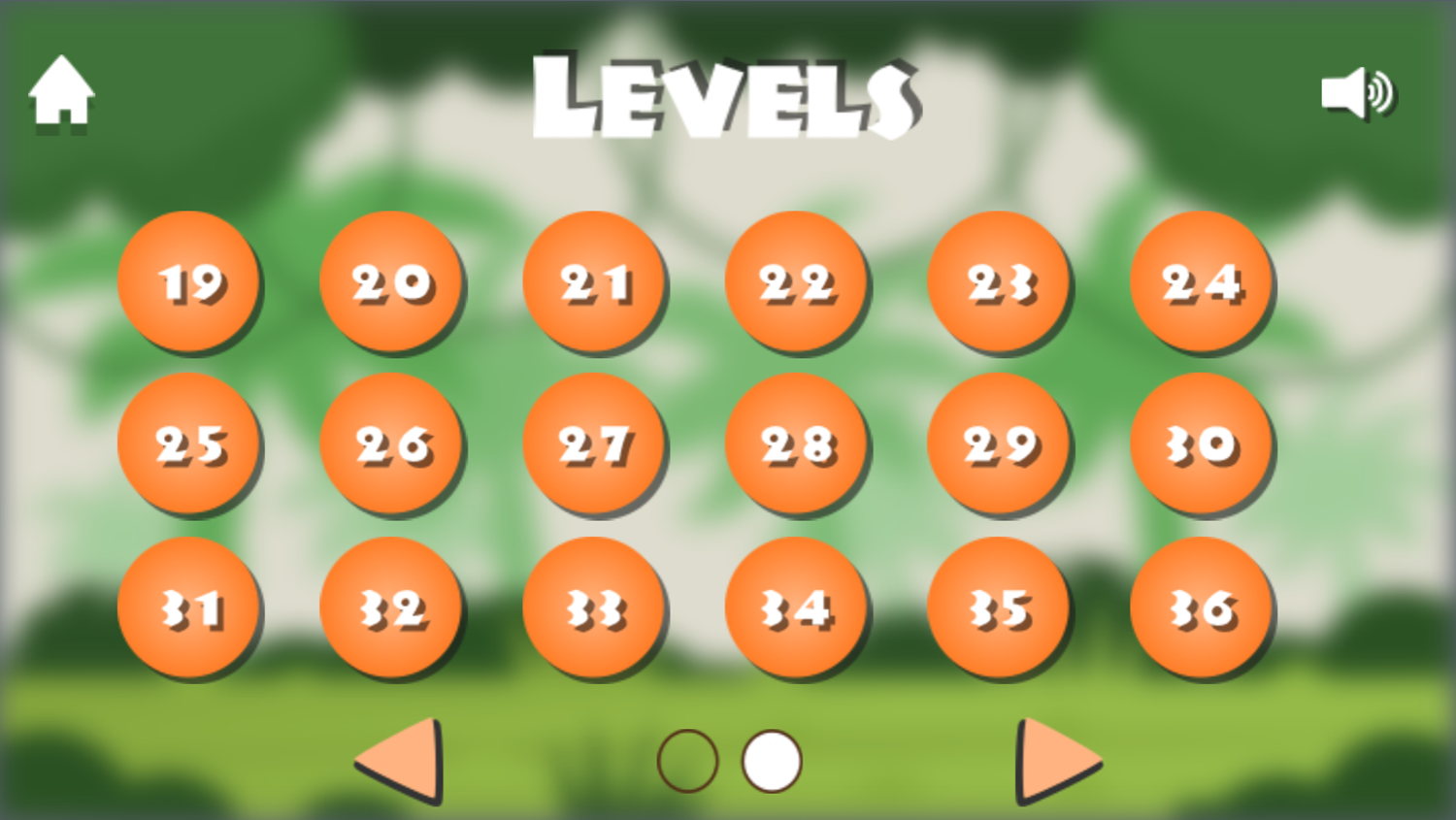 Monkeys and Fruits Game Level Select Screen Screenshot.