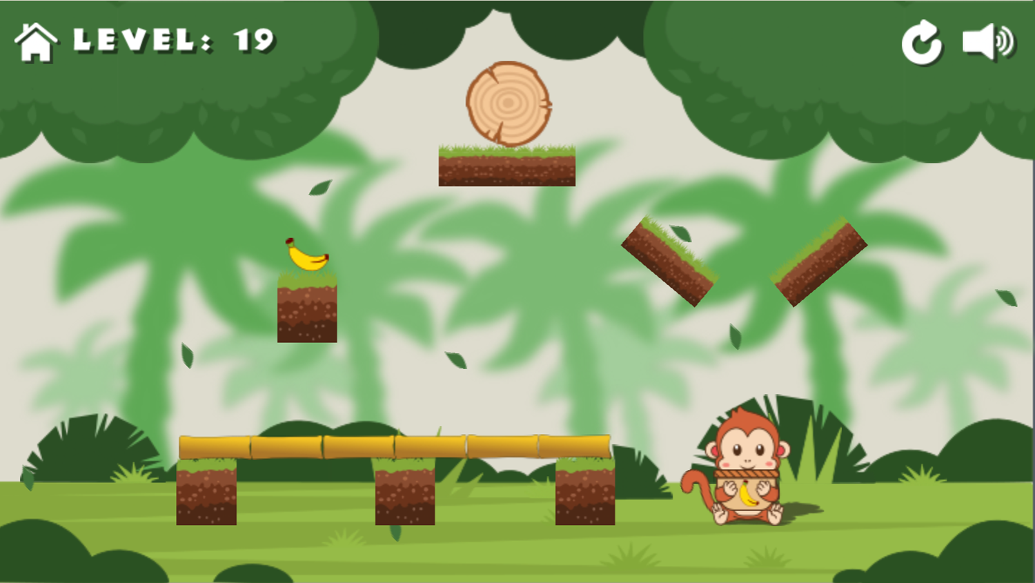 Monkeys and Fruits Game Level With a Lever Screenshot.