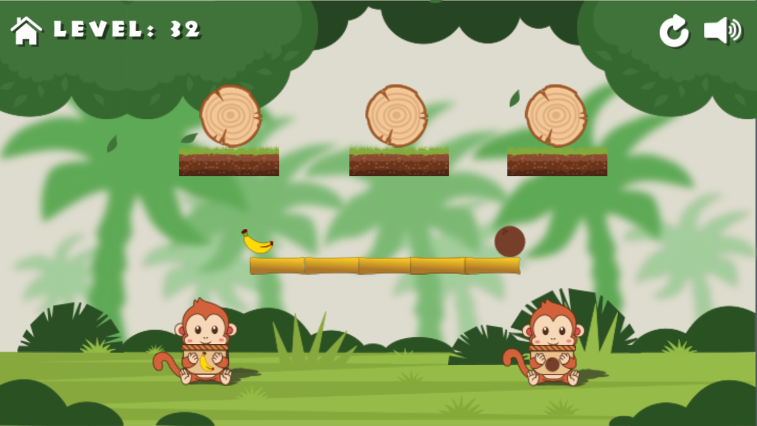 Monkeys and Fruits Game Level Where Players Move Fruits Both Ways Screenshot.