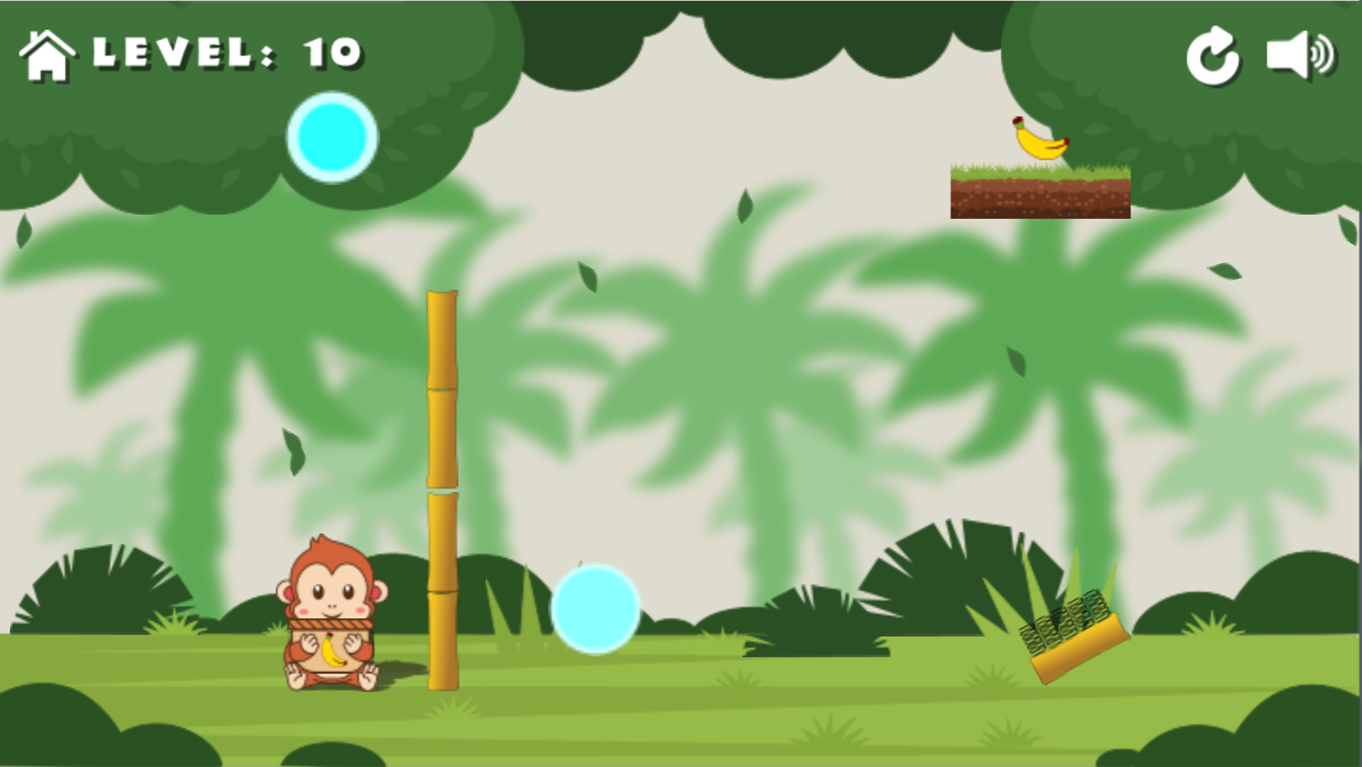Monkeys and Fruits Game Level With Springs Screenshot.
