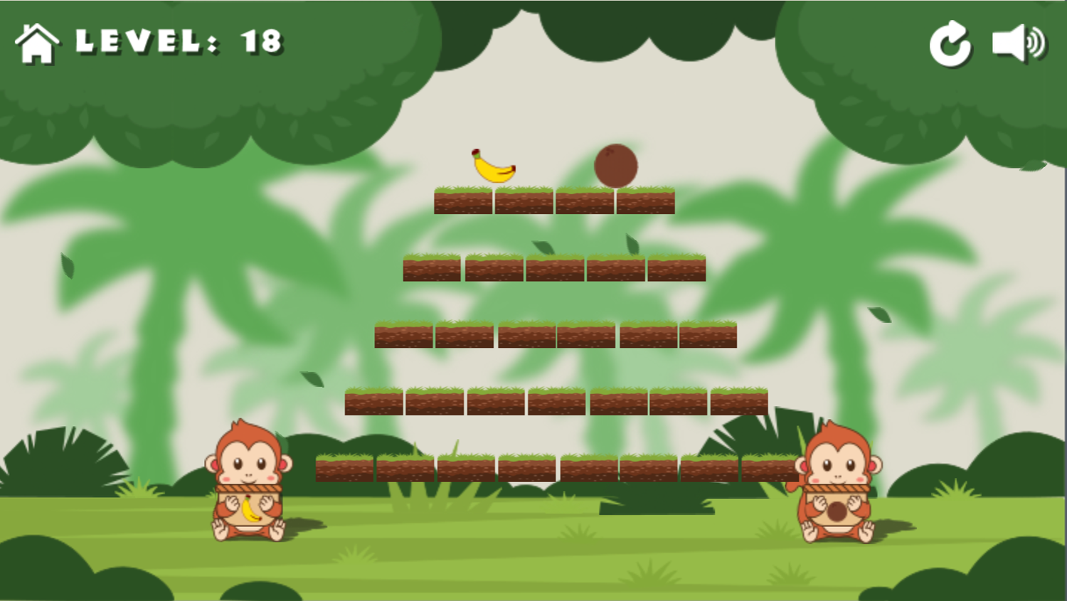 Monkeys and Fruits Game Level With Two Fruits Screenshot.
