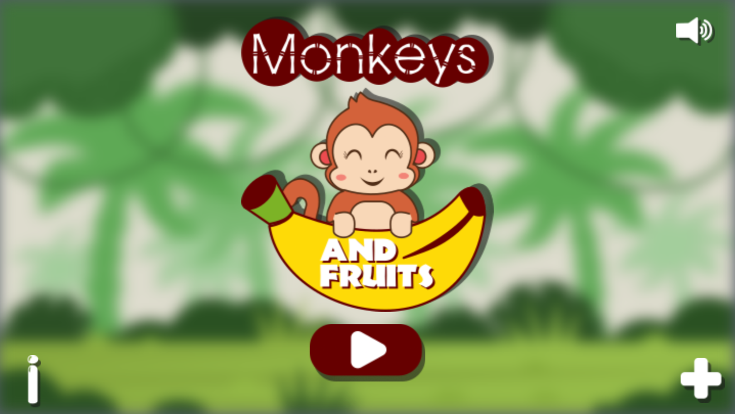 Monkeys and Fruits Game Welcome Screen Screenshot.