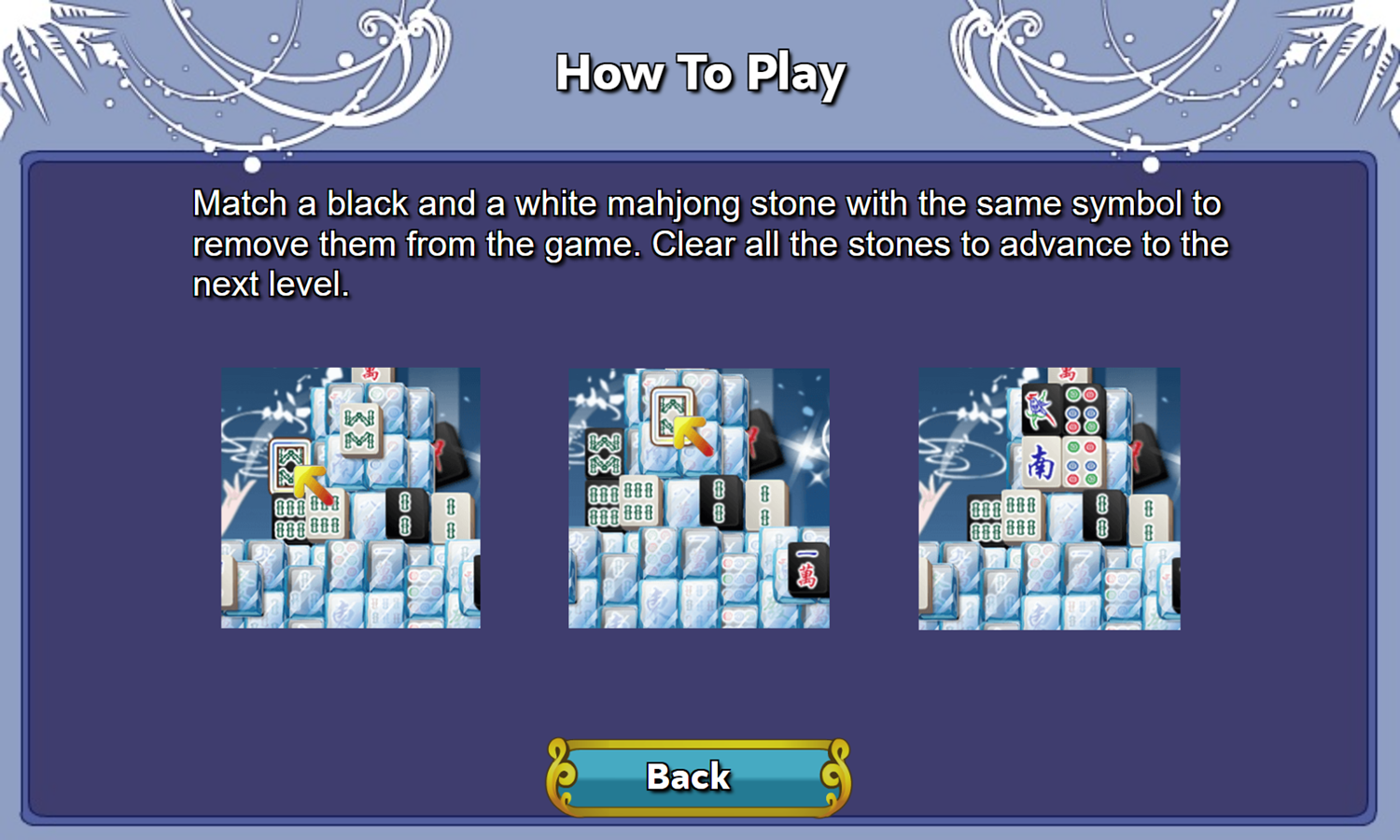 Monochrome Mahjongg Game How To Play Screenshot.