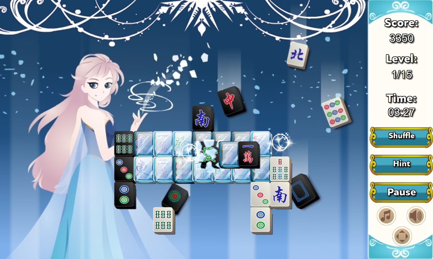 Monochrome Mahjongg Game Level Play Screenshot.