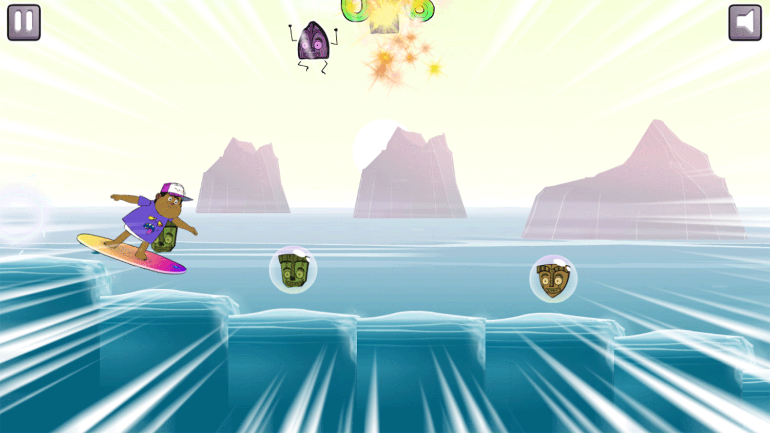 Monster Beach Surfs Up Game Screenshot.