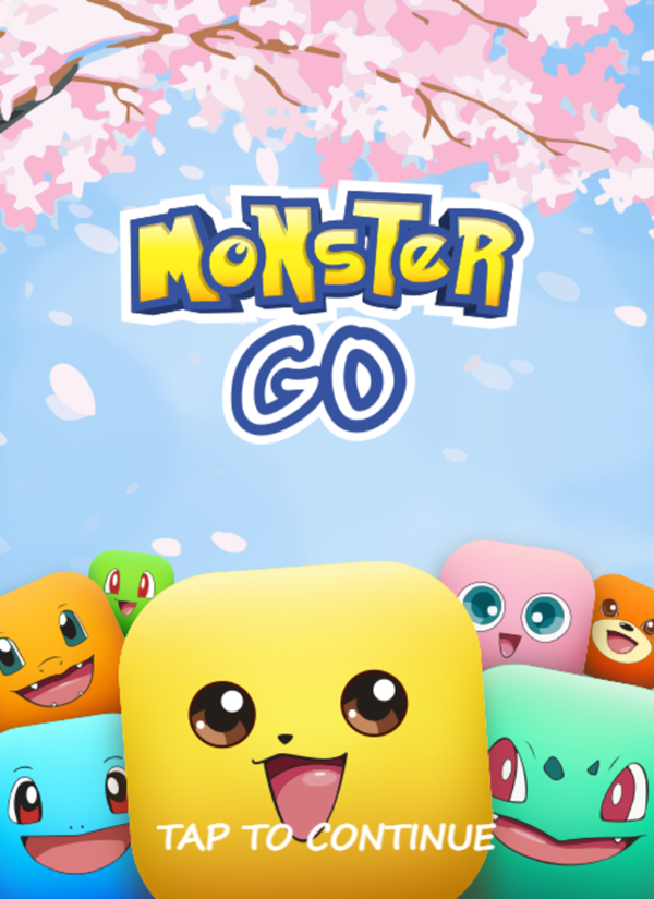 Monster Go Game Welcome Screen Screenshot.