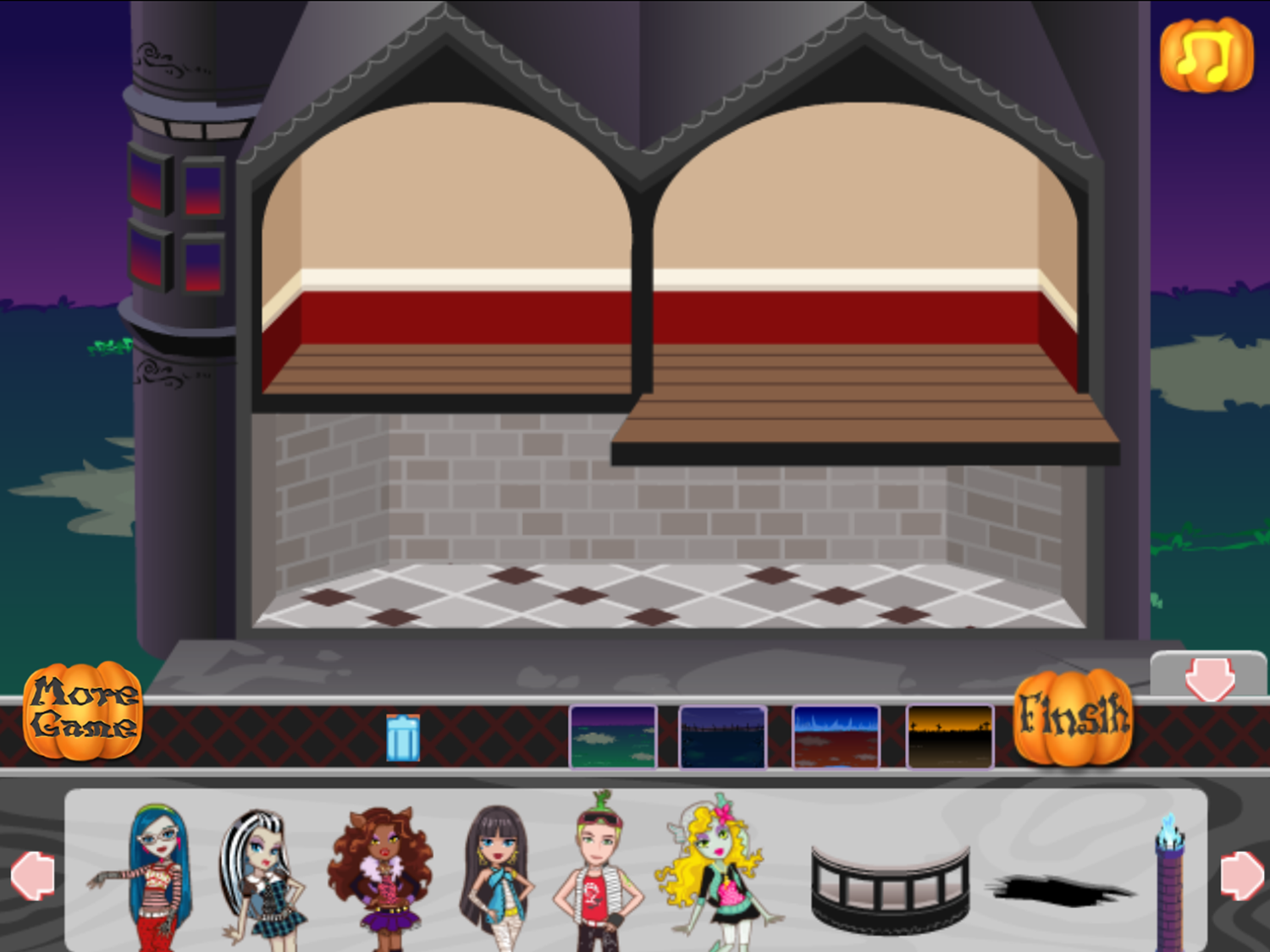 Monster High Halloween House Game Blank Design Screenshot.