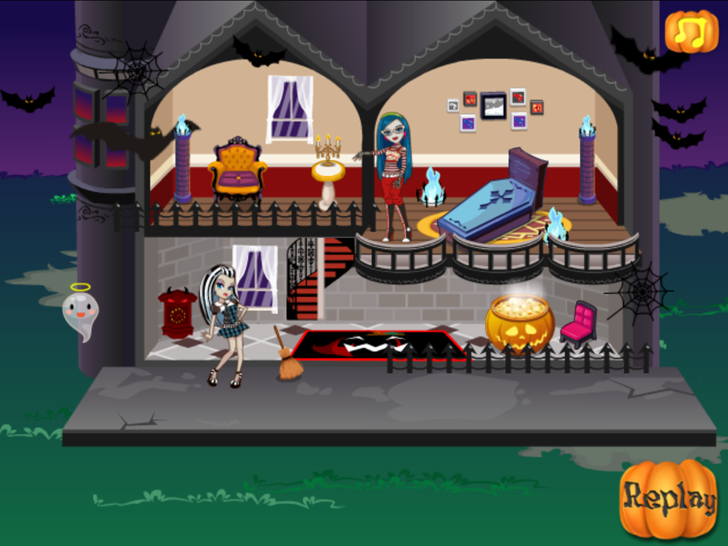 Monster High Halloween House Game Final Layout Screenshot.