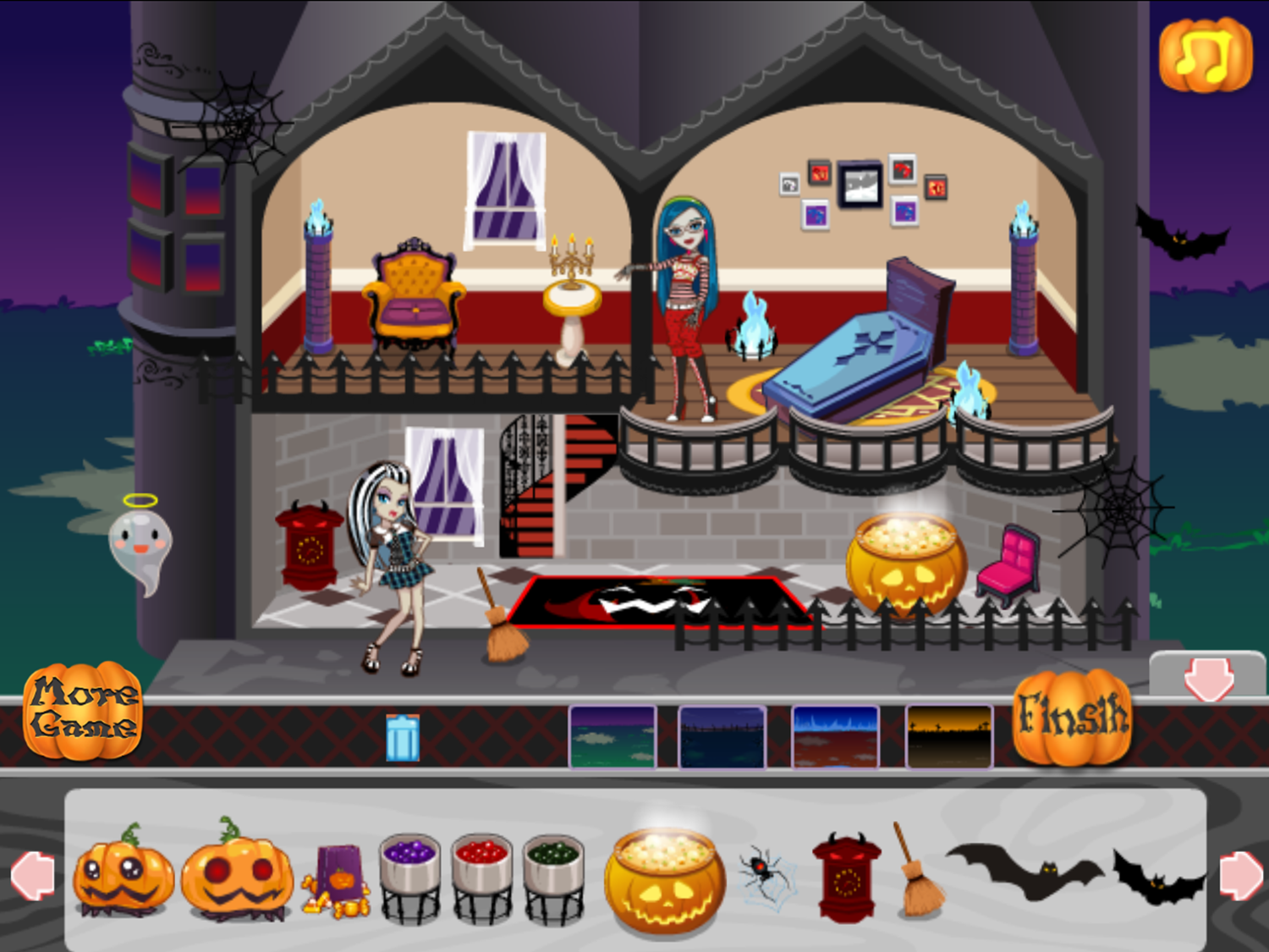Monster High Halloween House Game Finished Design Screenshot.