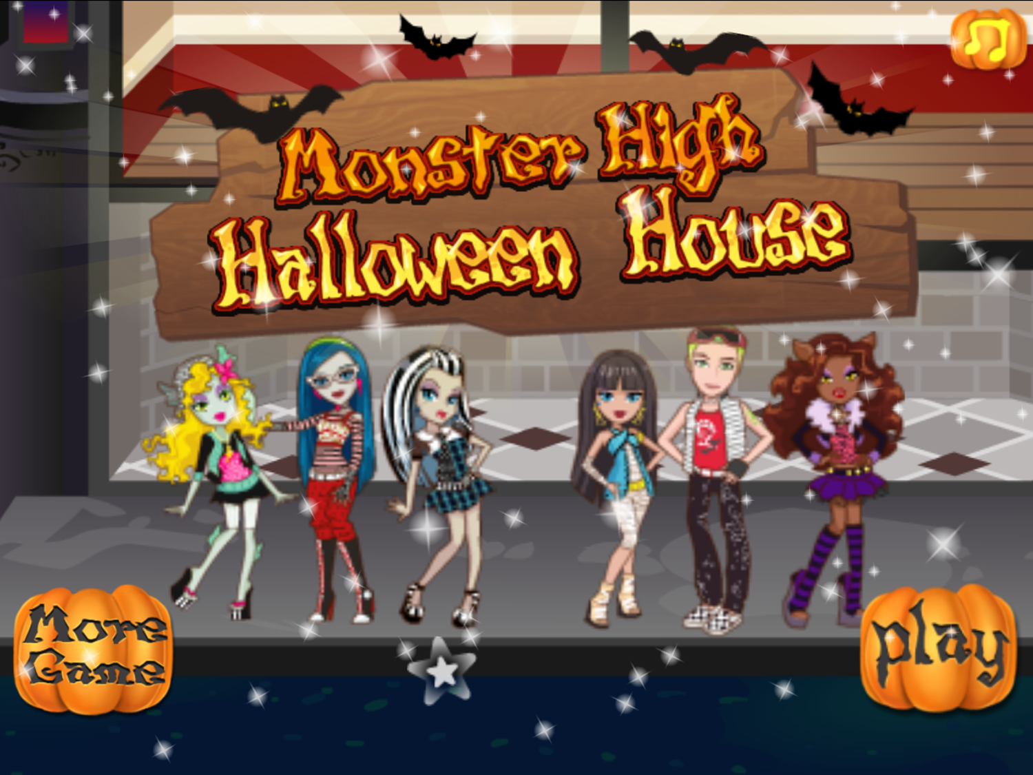 Monster High Halloween House Game Welcome Screen Screenshot.