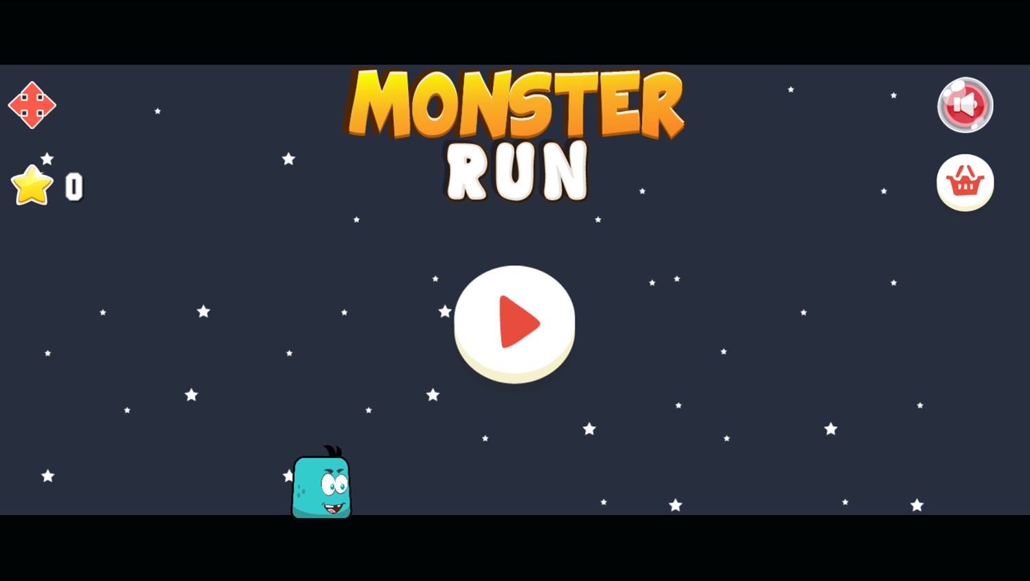 Monster Run Adventure Game Welcome Screen Screenshot.