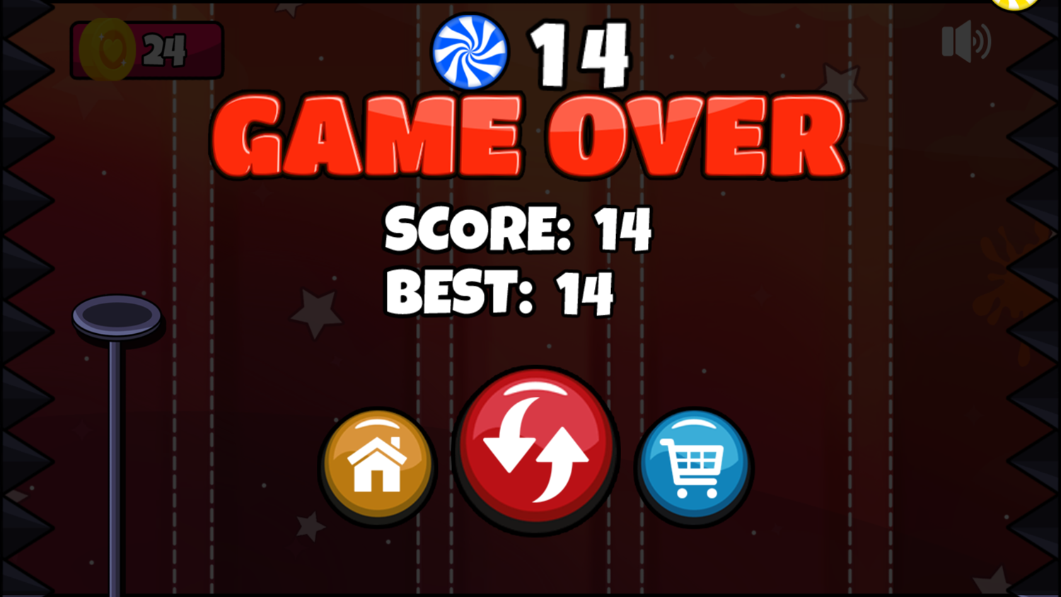 Monster Rush Game Over Screenshot.