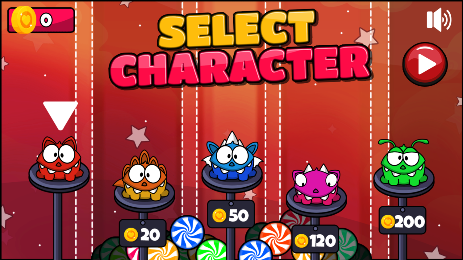 Monster Rush Game Select Character Screenshot.