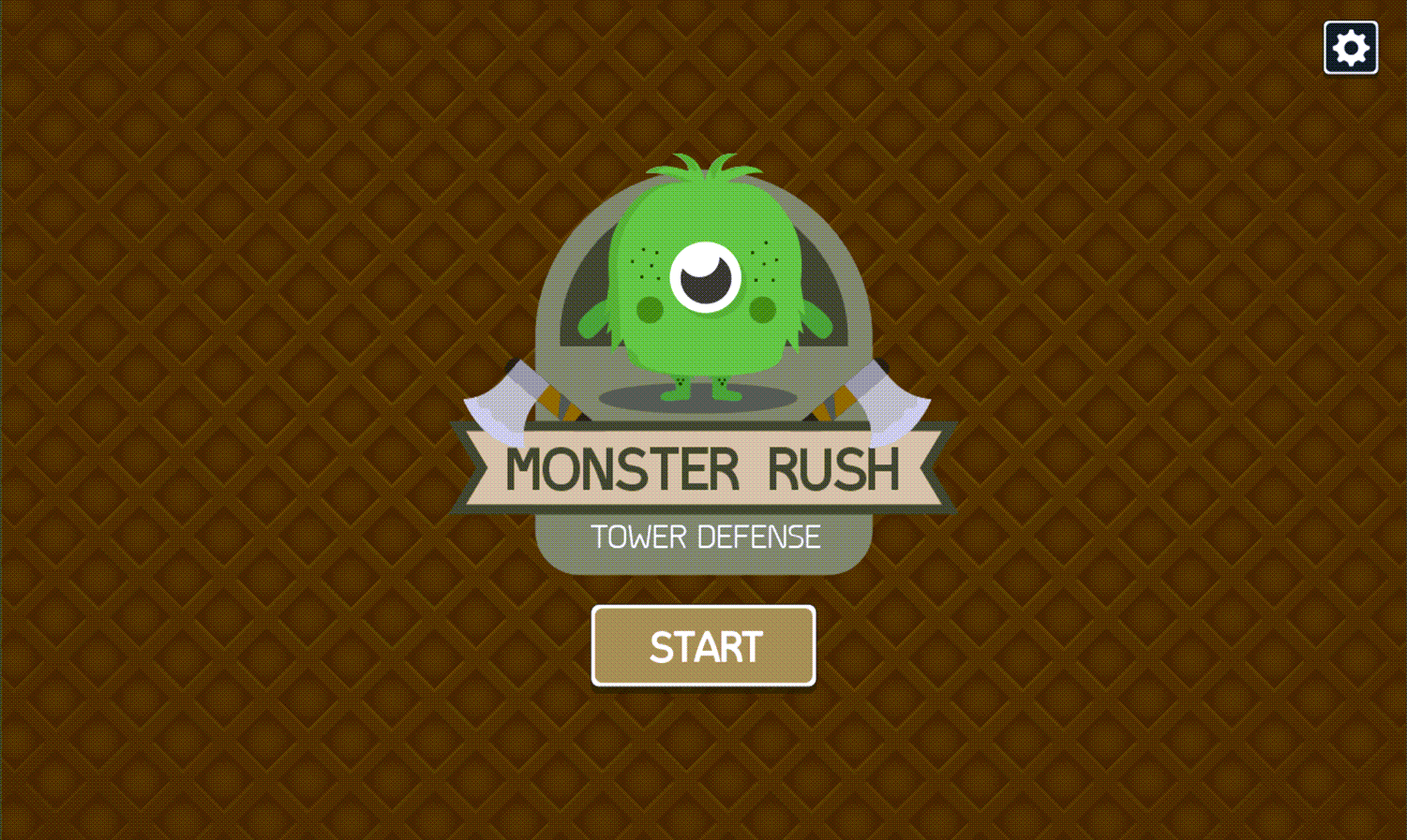 Monster Rush Tower Defense Game Welcome Screen Screenshot.