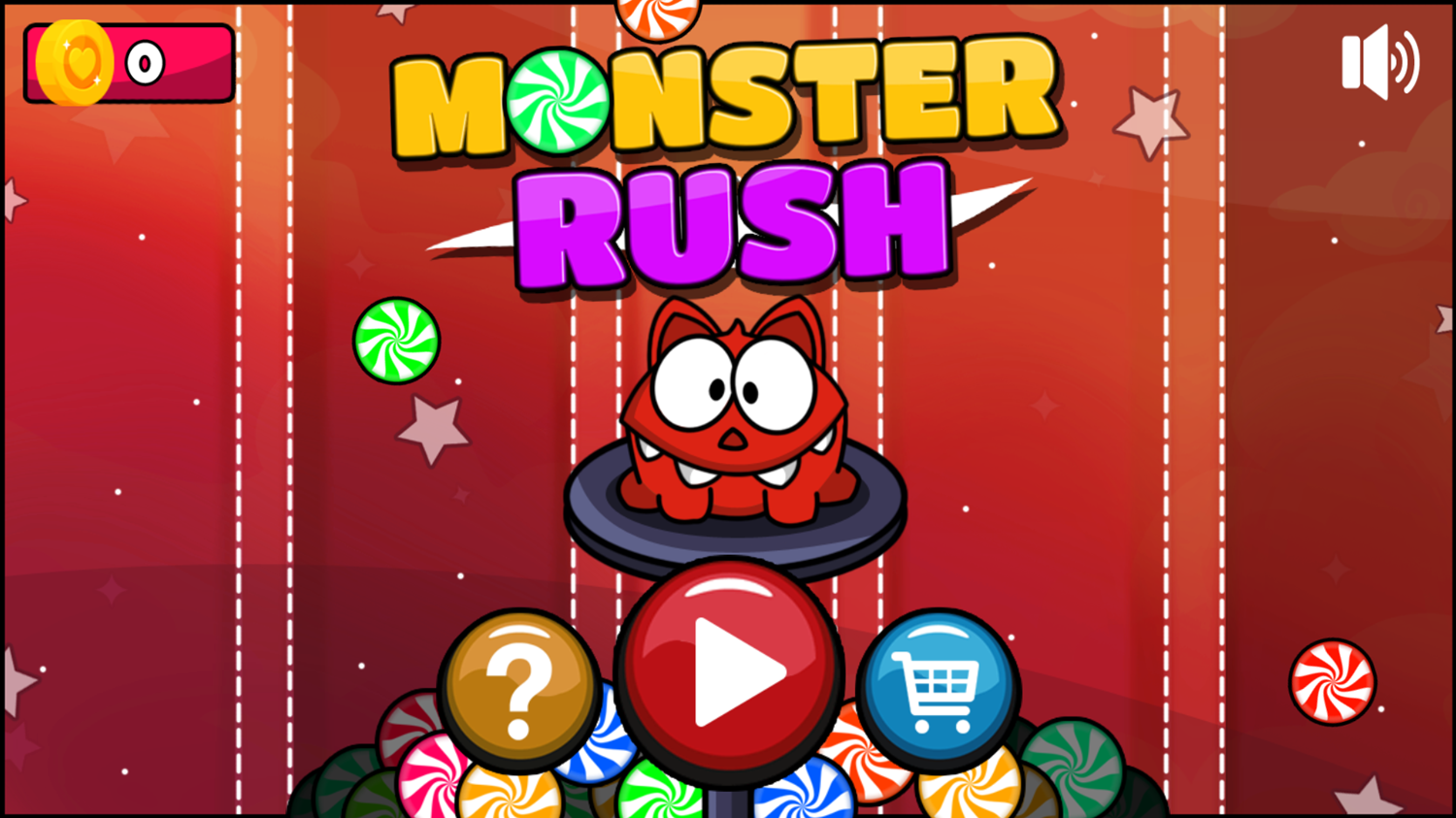 Monster Rush Game Welcome Screen Screenshot.