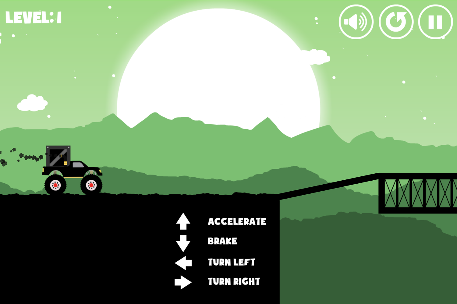 Monster Truck Forest Delivery Game Instructions Screenshot.