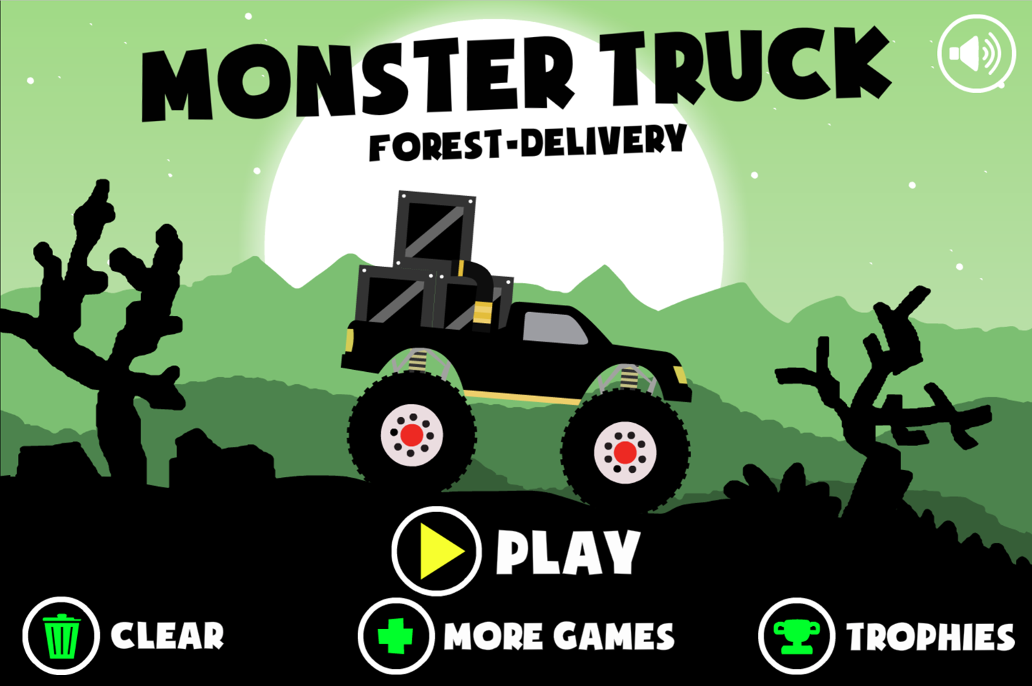 Monster Truck Forest Delivery Game Welcome Screen Screenshot.