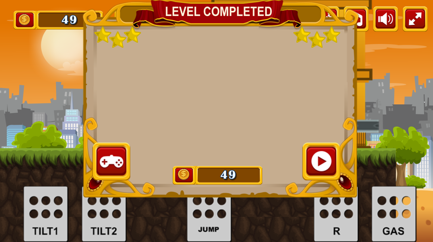 Monster Truck Rider Game Level Completed Screenshot.