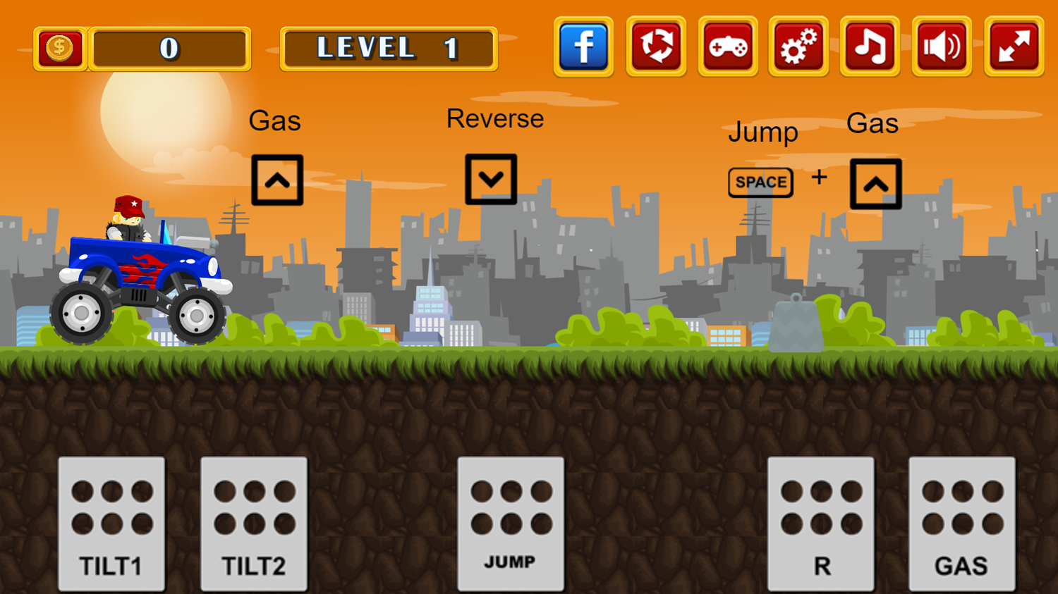 Monster Truck Rider Game Level Start Screenshot.