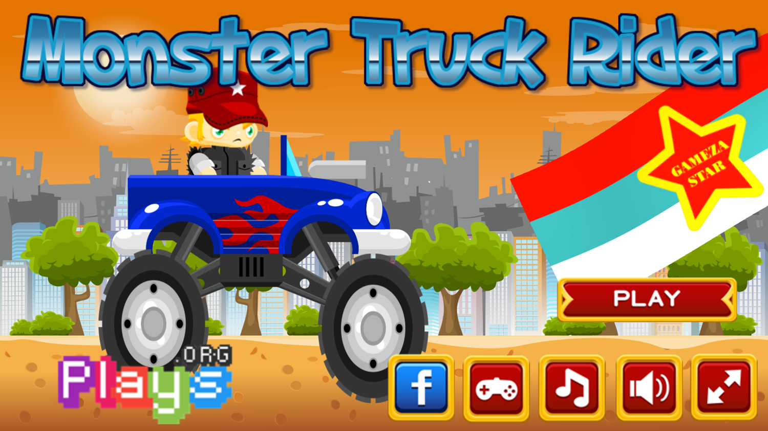 Monster Truck Rider Game Welcome Screen Screenshot.