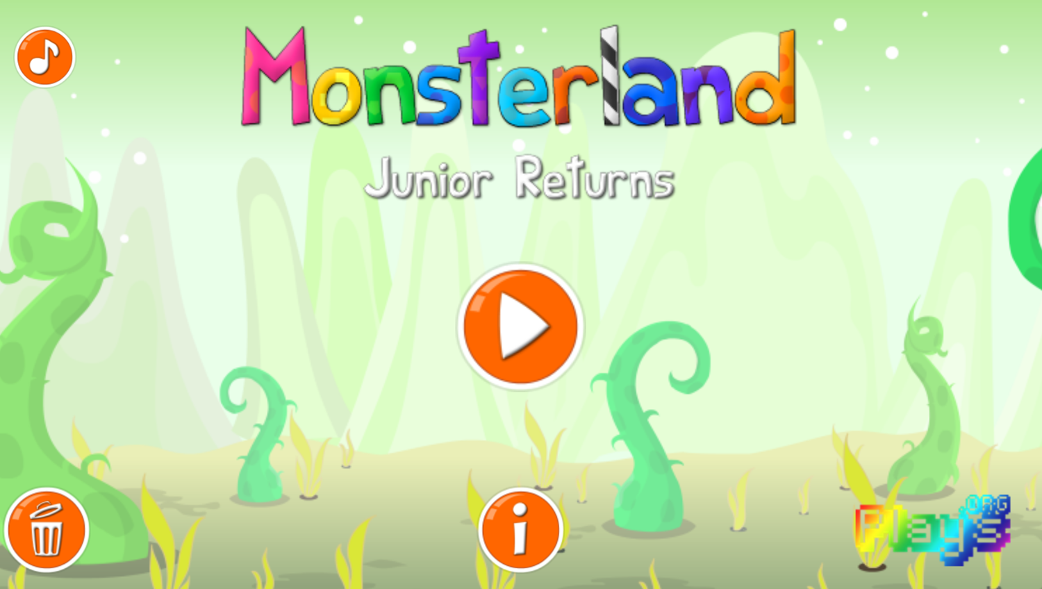 Monsterland 3 Junior Returns Welcome Screen Screenshot.
