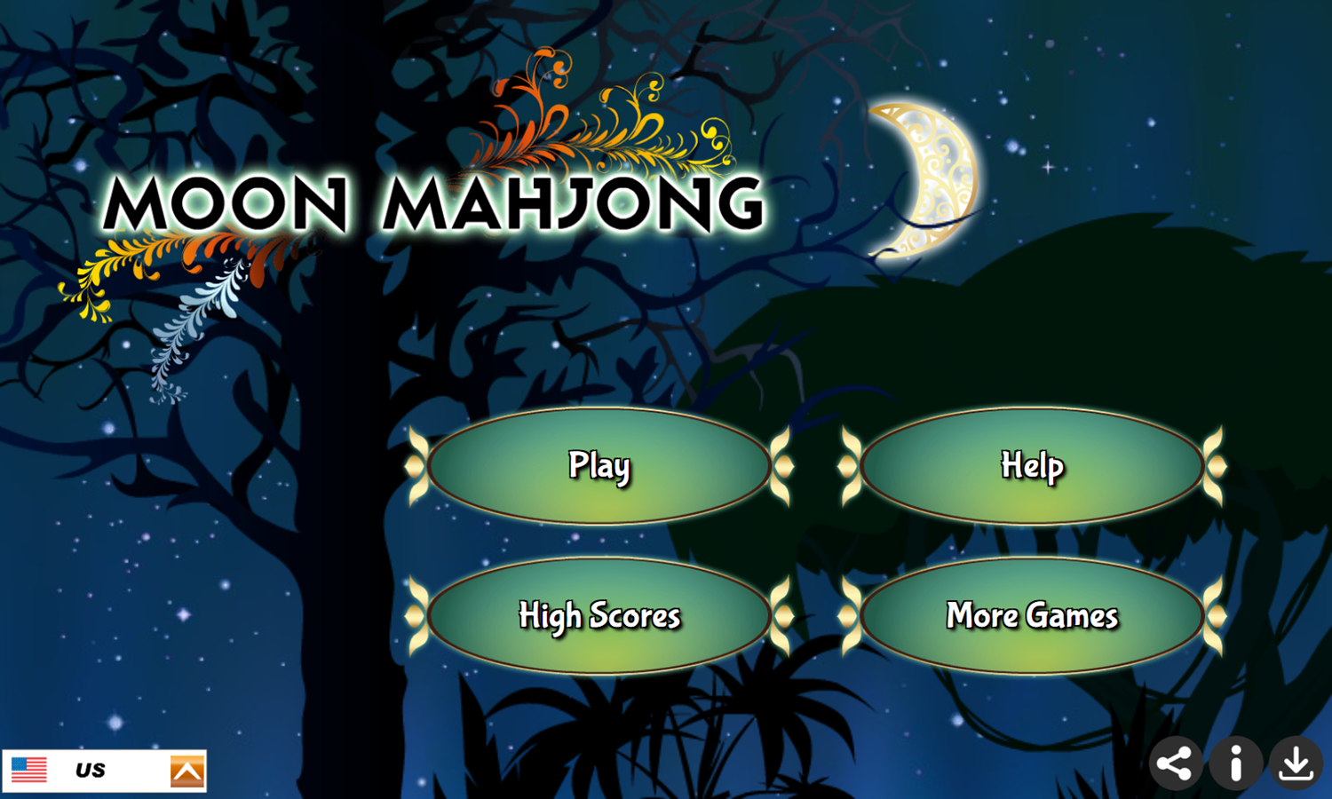 Moon Mahjong Game Welcome Screen Screenshot.