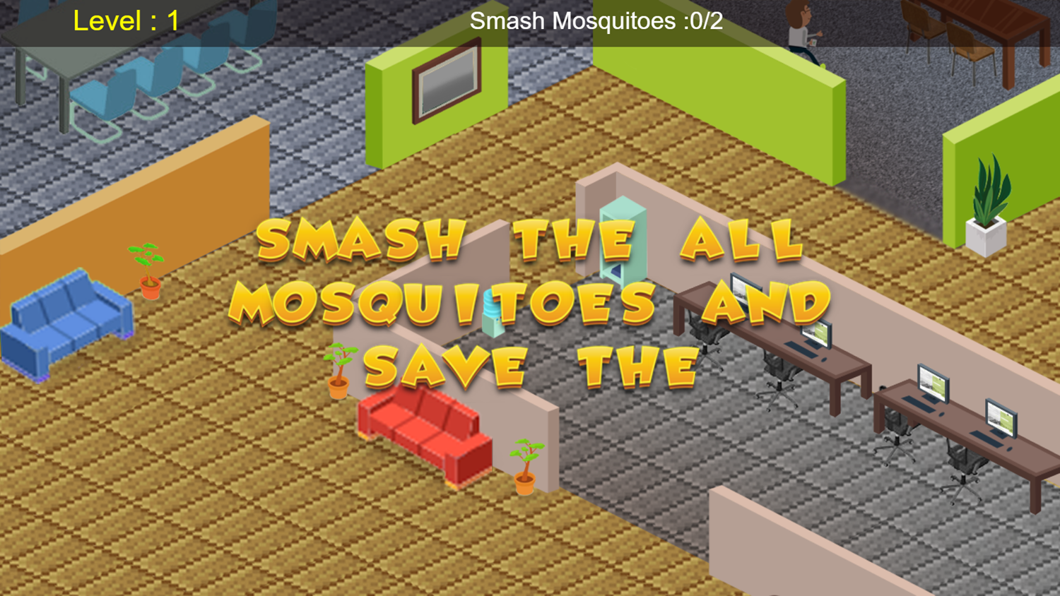 Mosquito Smash Game Level Start Screenshot.