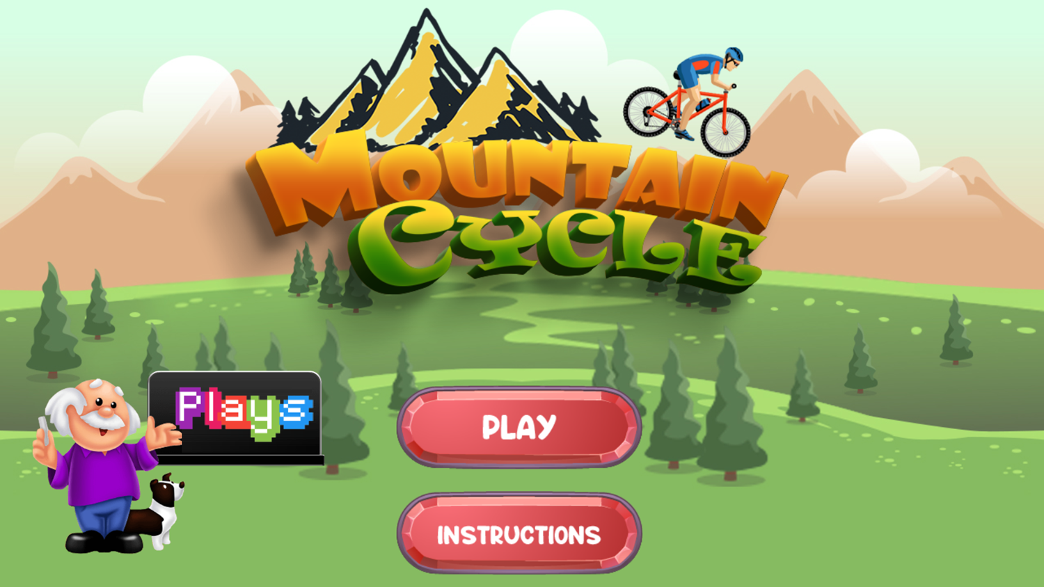 Mountain Cycle Game Welcome Screen Screenshot.
