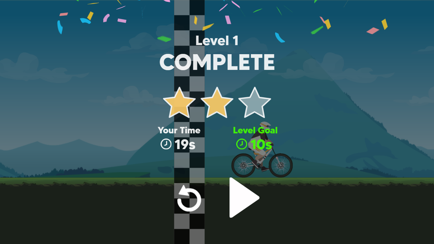 Mountain Rider Game Over Screenshot.