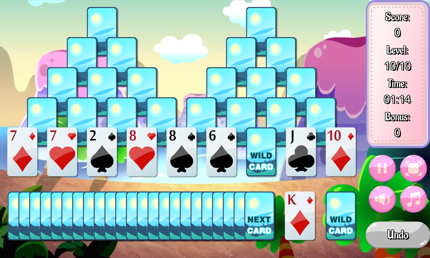 Mountain Solitaire Game Final Level Screen Screenshot.