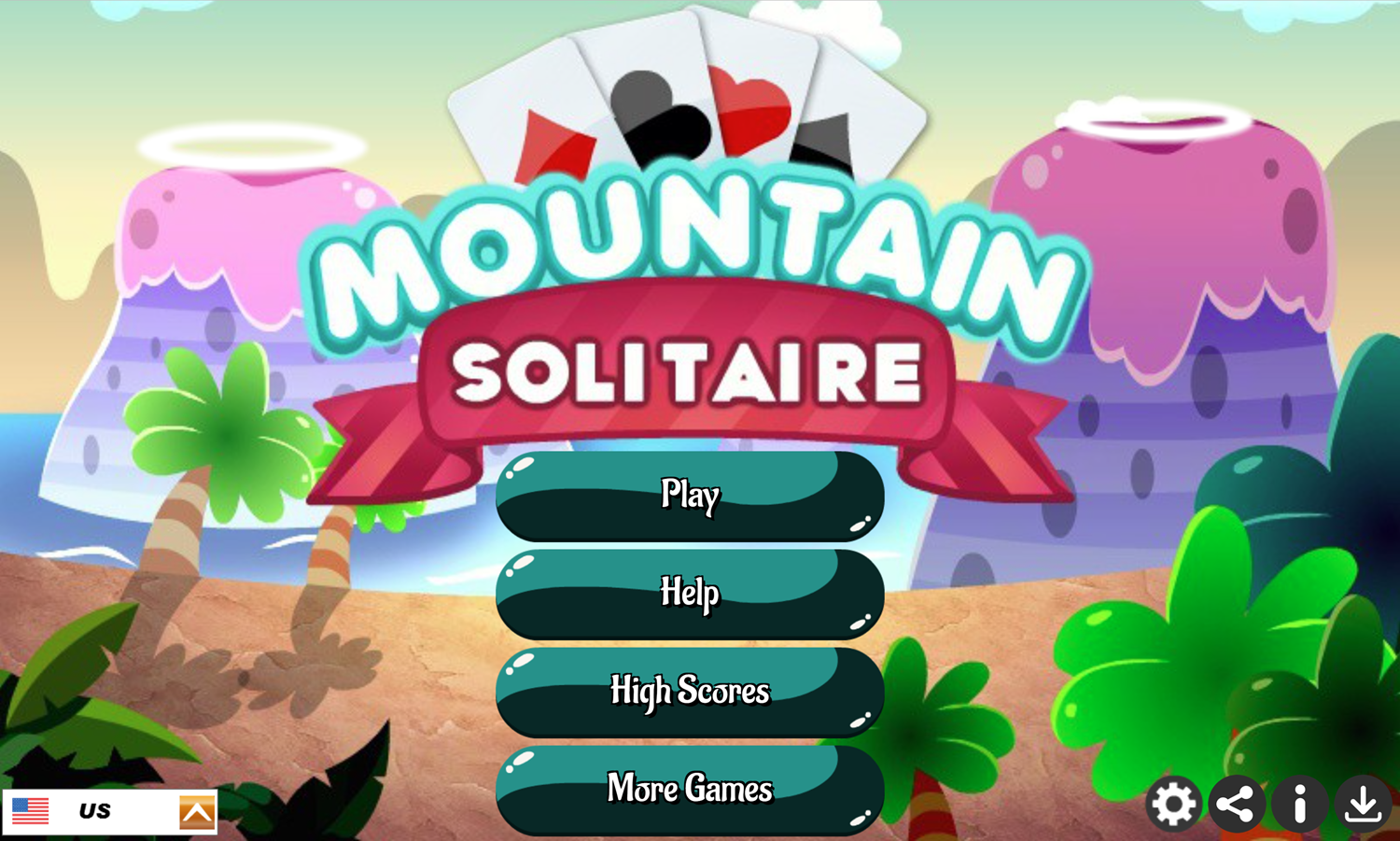 Mountain Solitaire Game Welcome Screen Screenshot.