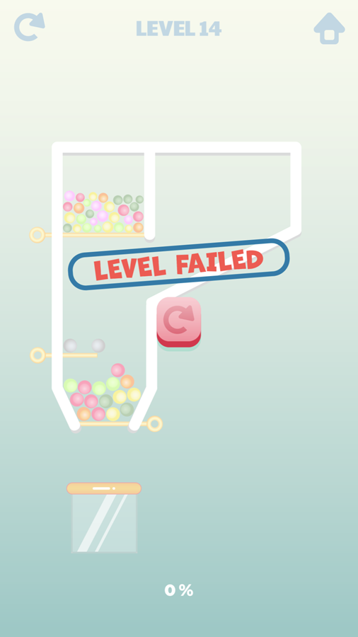 Move the Pin 2 Game Level Failed Screen Screenshot.