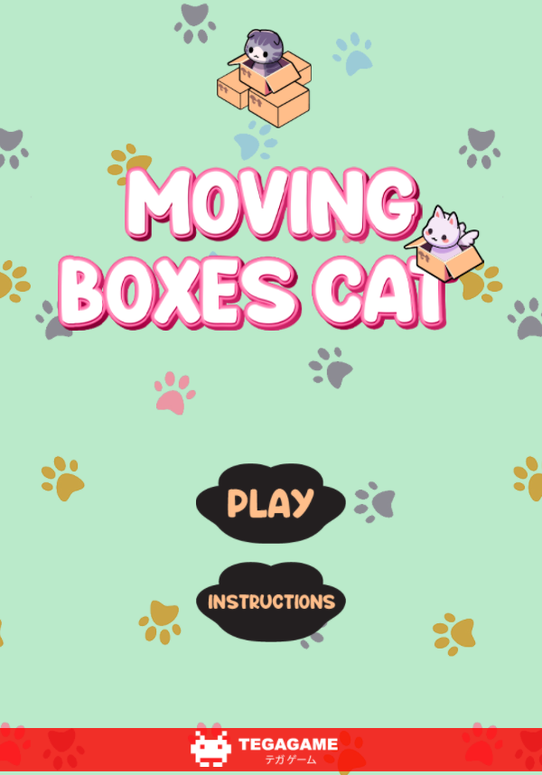 Moving Boxes Cat Game Welcome Screen Screenshot.