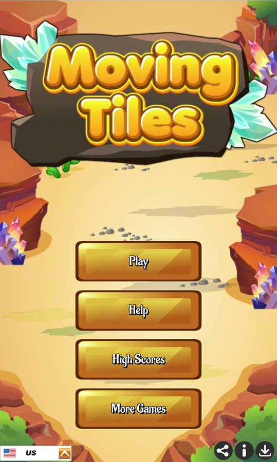 Moving Tiles Game Welcome Screen Screenshot.