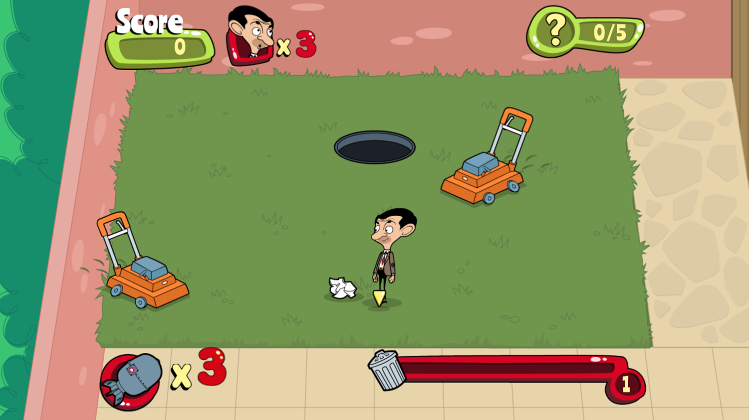 Mr. Bean Backyard Junk Game Screenshot.